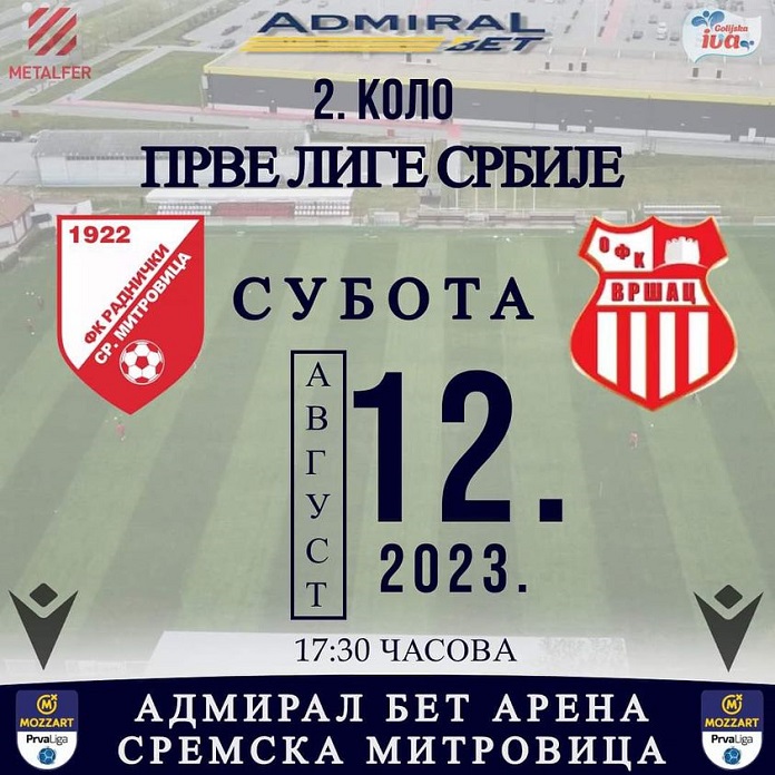 OFK Vršac-FK Radnički (Sremska Mitrovica) ⏰ 13:00 🏟 Gradski stadion Vršac